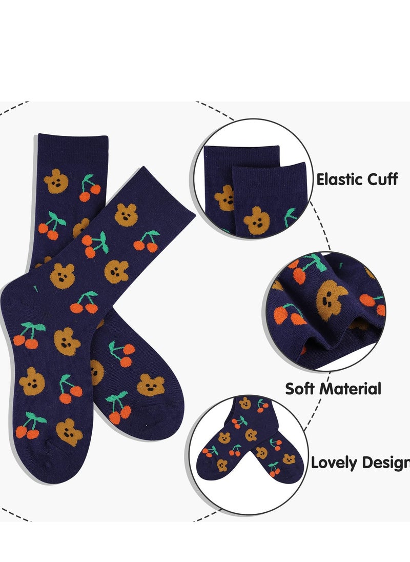 SYOSI - 5 Pack Women's Socks Cotton Funny Crew Socks Fun Cozy Cute Novetly Causal Patterned Socks for Women Gifts - Image 1