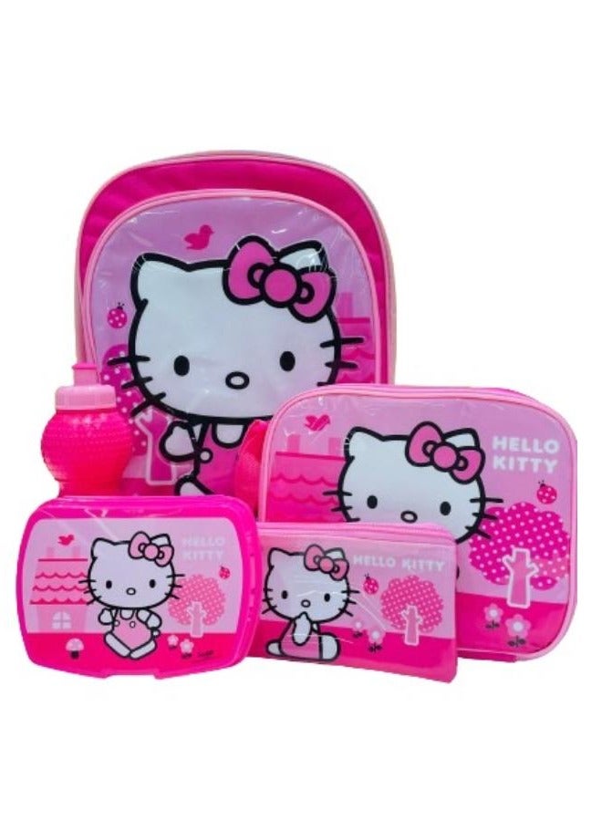 Hello Kitty حقيبة ظهر هيلو كيتي 5 في 1 - عبوة اقتصادية - مقاس 16 بوصة - Image 1