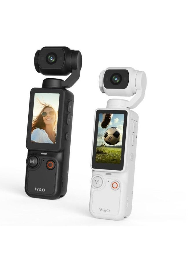 W&O 4K Ultra HD Handheld Action Camera with 180° Rotating Lens and Anti-Shake, White - Image 2