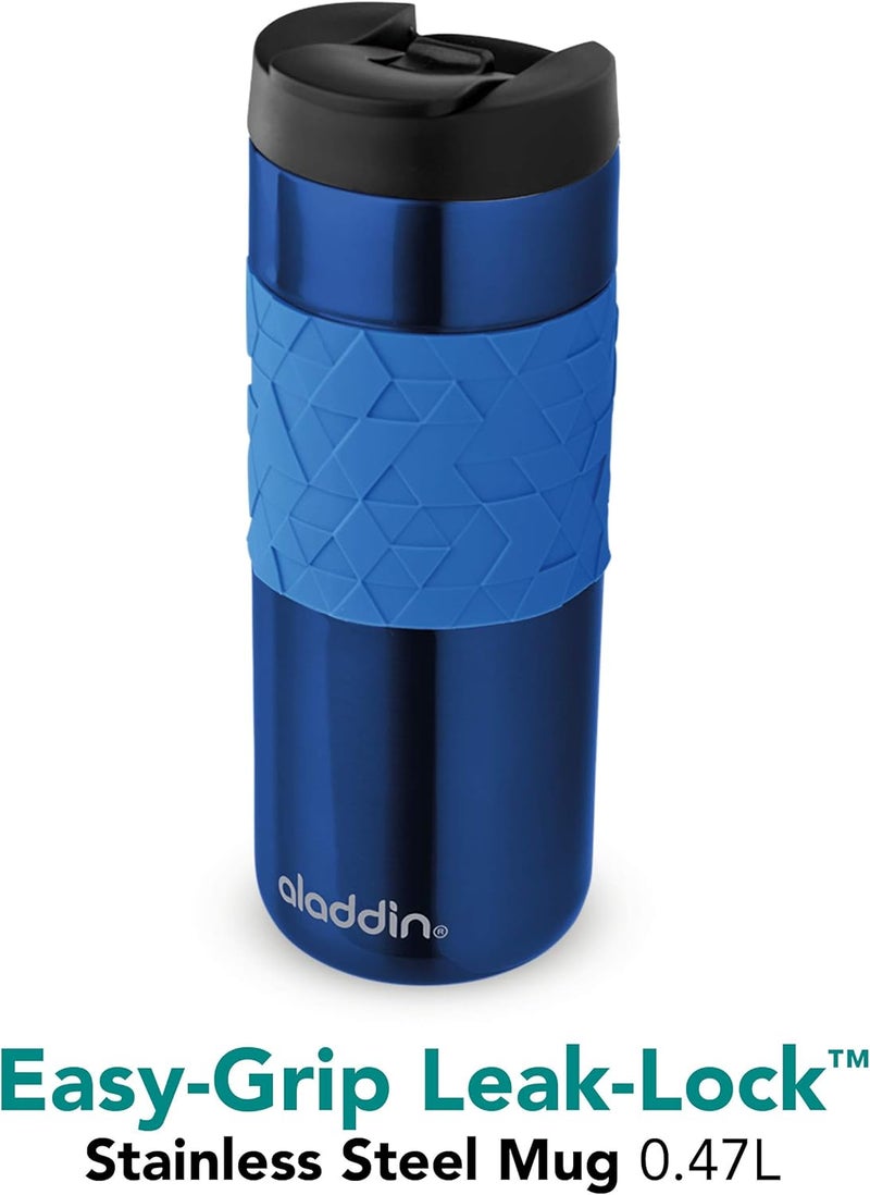 Aladdin Easy Grip Leak Lock Stainless Steel Travel Mug – 470 ml – 100% Leak Proof Vacuum Insulated Blue - Image 2