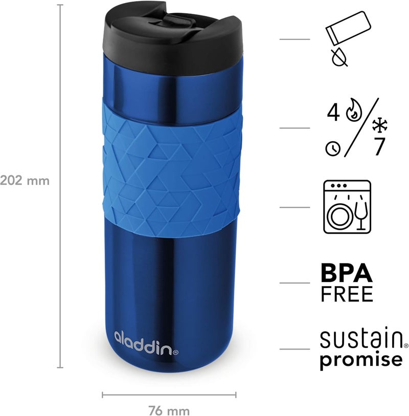 Aladdin Easy Grip Leak Lock Stainless Steel Travel Mug – 470 ml – 100% Leak Proof Vacuum Insulated Blue - Image 3