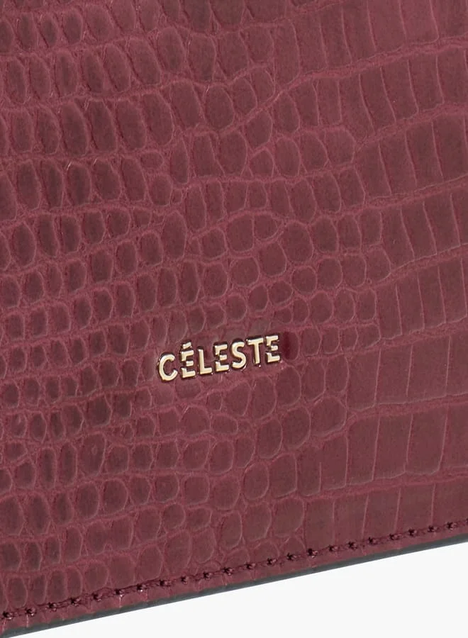 Celeste Animal Textured Satchel Bag with Detachable Strap and Flap Closure