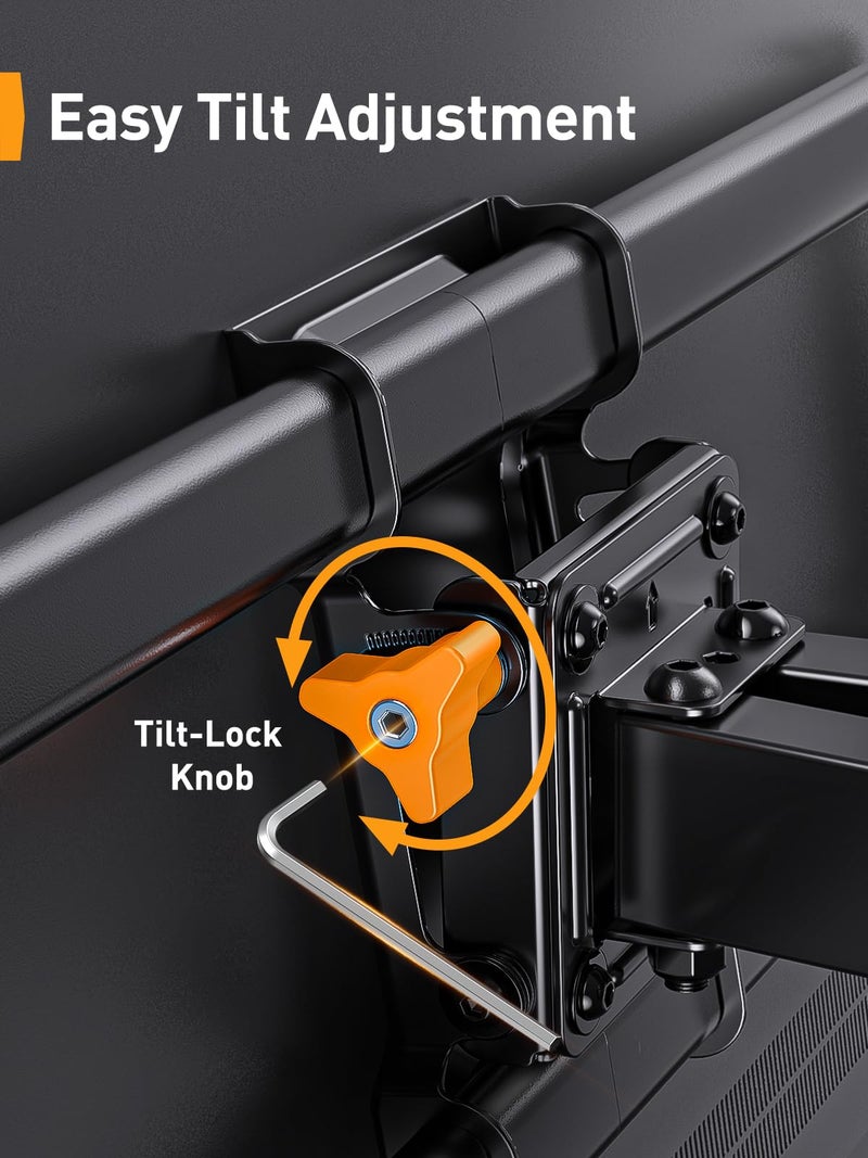 Perlegear UL Listed Full Motion TV Wall Mount for 42-90 inch TVs up to 132 lbs, TV Mount with Dual Articulating Arms, Tool-Free Tilt, Swivel, Extension, Leveling, Max VESA 600x400mm, 16" Studs, PGLF8. - Image 5