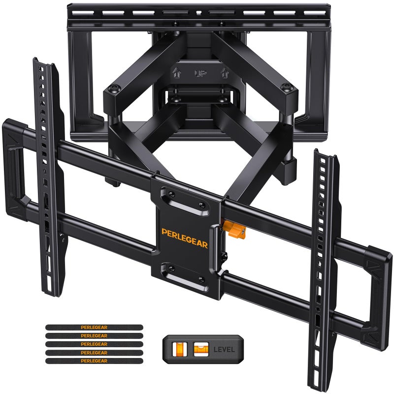 Perlegear UL Listed Full Motion TV Wall Mount for 42-90 inch TVs up to 132 lbs, TV Mount with Dual Articulating Arms, Tool-Free Tilt, Swivel, Extension, Leveling, Max VESA 600x400mm, 16" Studs, PGLF8. - Image 1