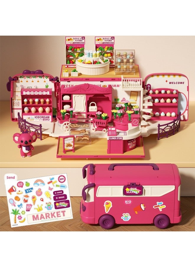 Koala Diary Girl Play House RV Simulation Scene Mini Furniture Children's Doll House 3-6 Years Old Toy House-Color:Koala Storage Vending Car (with 1 Koala) Fde31140 - Image 1