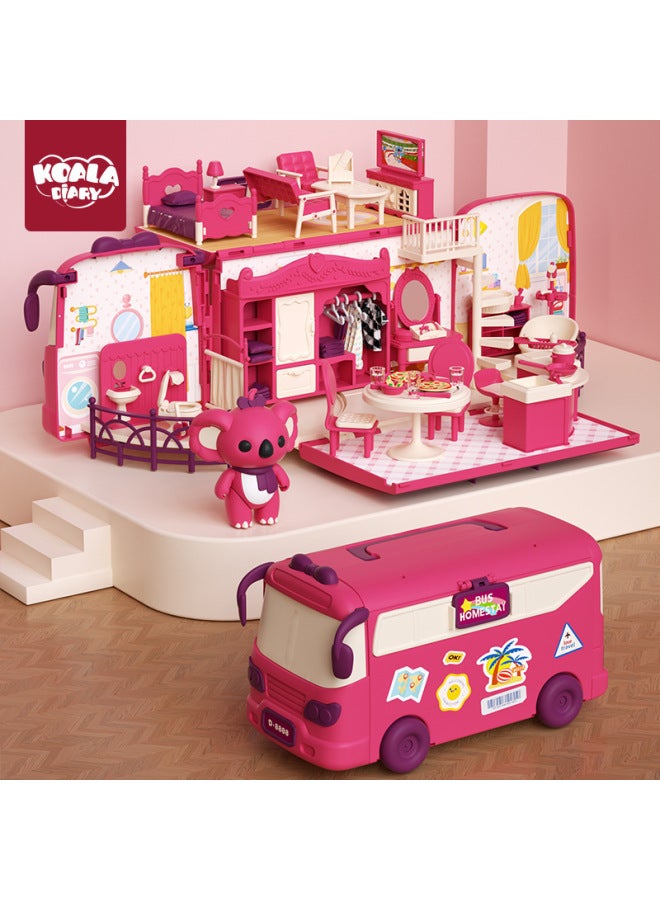 Koala Diary Girl Play House RV Simulation Scene Mini Furniture Children's Doll House 3-6 Years Old Toy House-Color:Koala Storage Vending Car (with 1 Koala) Fde31140 - Image 2