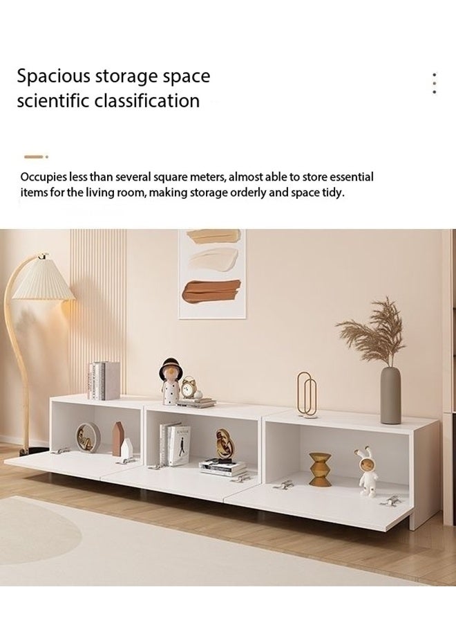 فاشون هوم حامل تلفزيون عصري مع أبواب مموجة منظمة، وخزانة وحدة تحكم وسائط بسيطة مع أرفف مفتوحة، ومركز ترفيهي يتميز بتصميم بدون مقابض وجماليات معاصرة لديكور غرفة المعيشة 180 × 32 × 30 سم. - Image 3