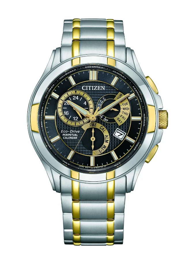 CITIZEN Men's Stainless Steel with Two-Tone Gold Plating ECO-DRIVE PERPETUAL CALENDAR Watch BL8164-57E - 42 mm