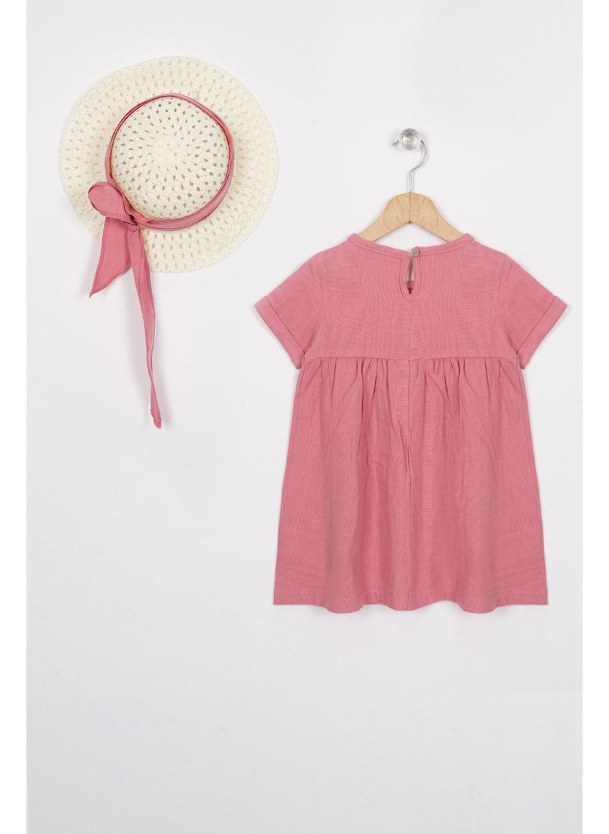 Crew Neck Short Sleeve Hat Accessory Pink Color Girl Dress - pzsku/ZD36B1CFA366E810014EAZ/45/_/1733933791/a28c9218-f805-463a-89f3-3131b3d636cb