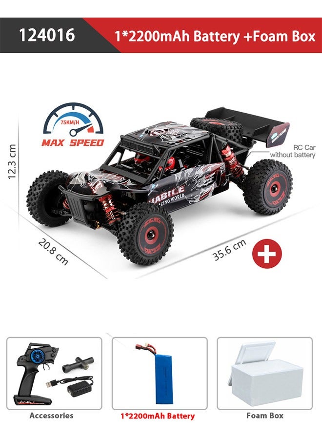 WLtoys 124016 V2 1/12 Brushless Motor Off-Road Car High Speed RC Crawler 2.4GHz Racing Car 75km/h 4WD RTR Metal Chassis Desert Four-wheel Drive Truck for Adult&Kids Hobby Upgraded - Image 1