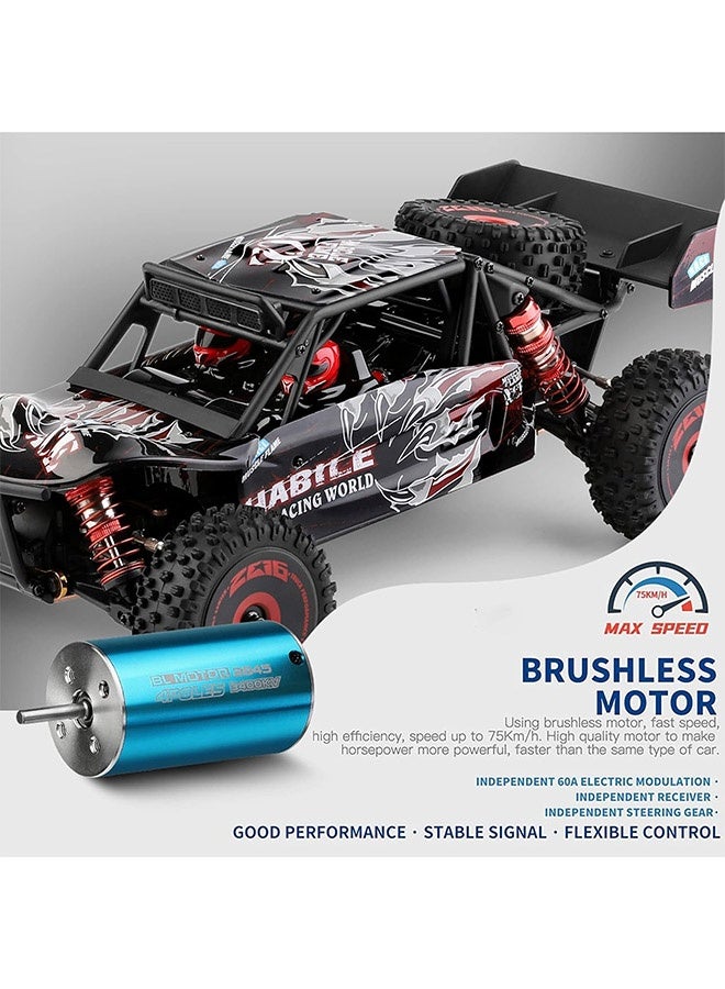 WLtoys 124016 V2 1/12 Brushless Motor Off-Road Car High Speed RC Crawler 2.4GHz Racing Car 75km/h 4WD RTR Metal Chassis Desert Four-wheel Drive Truck for Adult&Kids Hobby Upgraded - Image 5