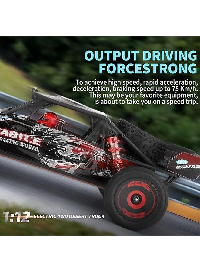 WLtoys 124016 V2 1/12 Brushless Motor Off-Road Car High Speed RC Crawler 2.4GHz Racing Car 75km/h 4WD RTR Metal Chassis Desert Four-wheel Drive Truck for Adult&Kids Hobby Upgraded - Image 2