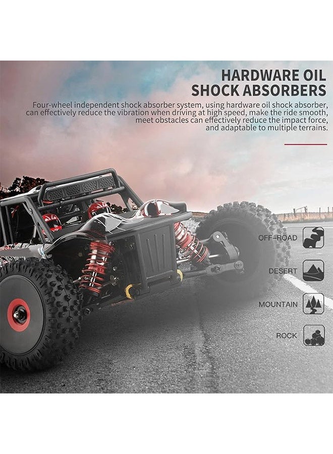 WLtoys 124016 V2 1/12 Brushless Motor Off-Road Car High Speed RC Crawler 2.4GHz Racing Car 75km/h 4WD RTR Metal Chassis Desert Four-wheel Drive Truck for Adult&Kids Hobby Upgraded - Image 4