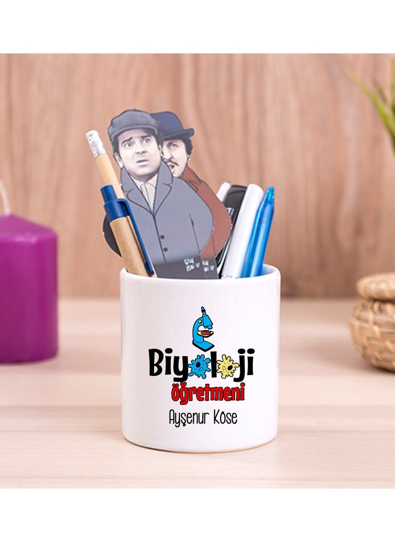 Hediye Dükkanı Gift Shop Personalized Biology Teacher Ceramic Pencil Holder 