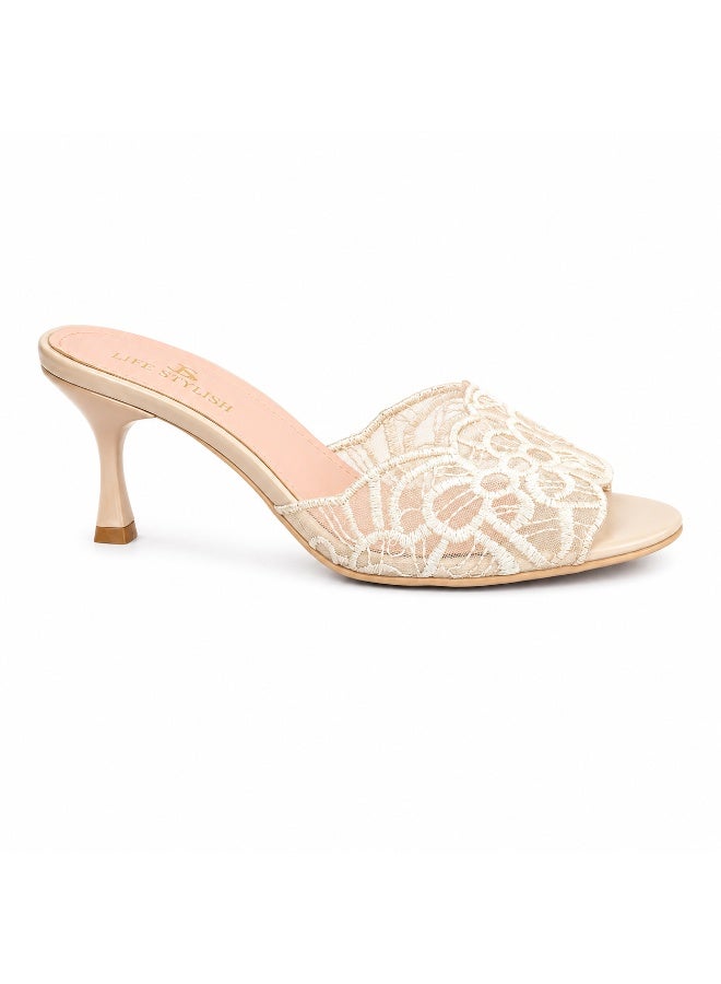 LIFESTYLISH Slipper Heeled Dentelle Easy To Wear X-18 - Beige - Image 3