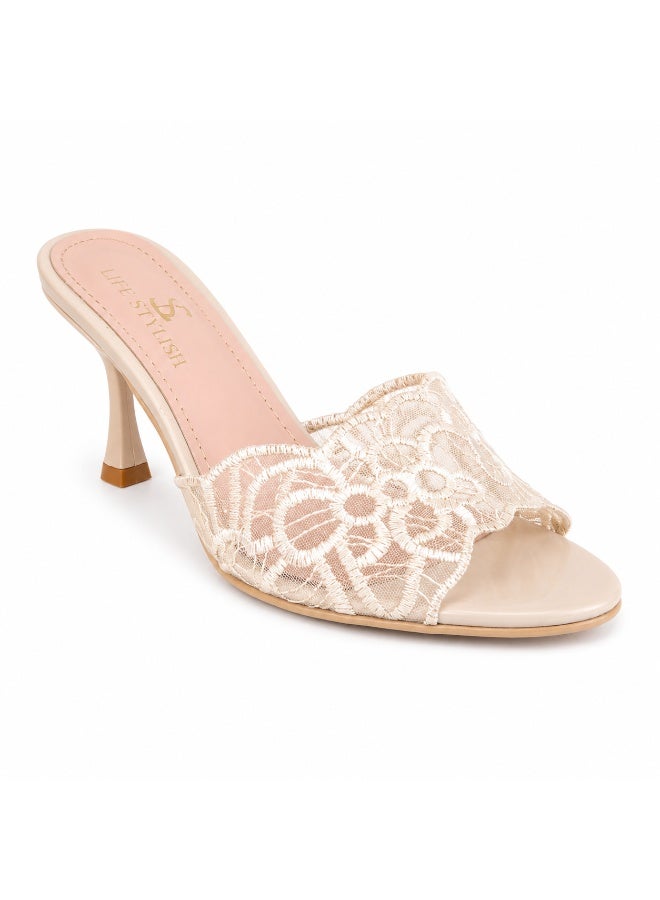 LIFESTYLISH Slipper Heeled Dentelle Easy To Wear X-18 - Beige - Image 4