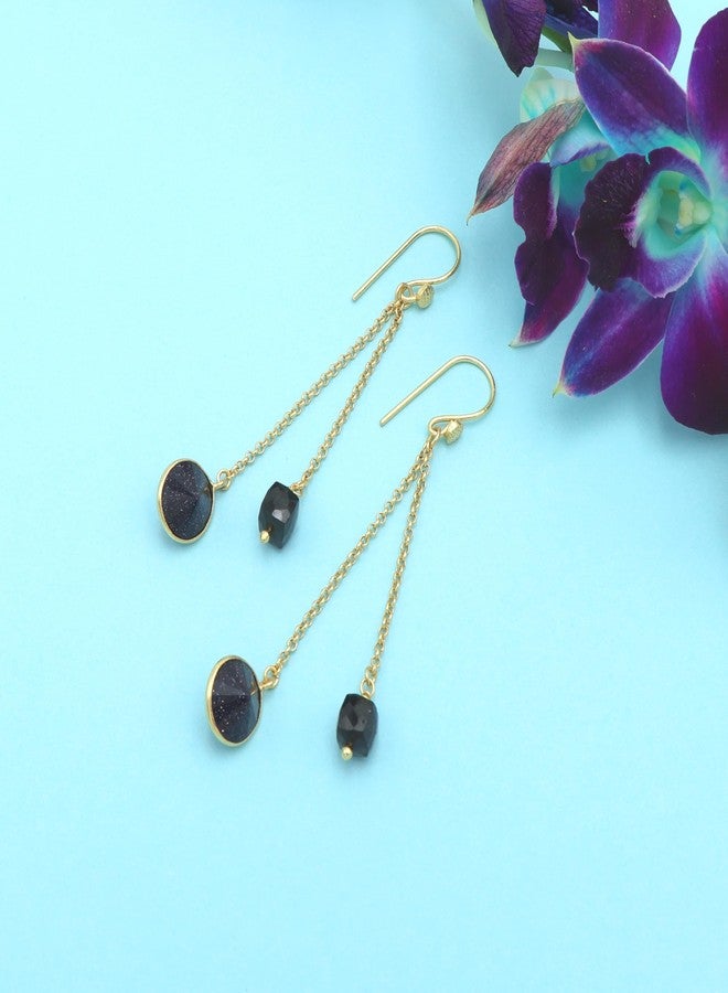DuaBlue Sunstone Gold-Plated Handcrafted Earrings - Contemporary Minimalist Jewelry for Women - Image 2