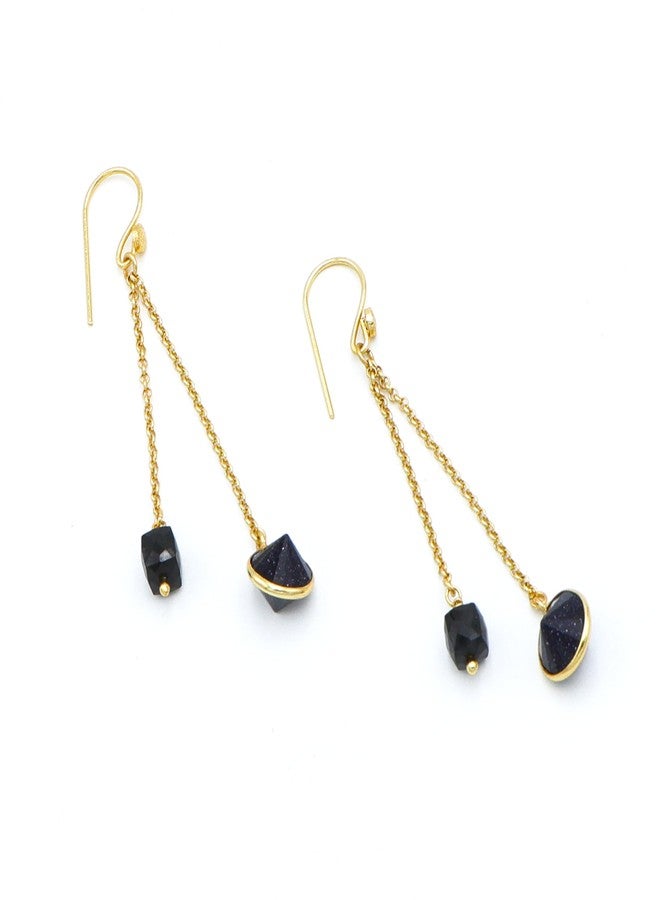 DuaBlue Sunstone Gold-Plated Handcrafted Earrings - Contemporary Minimalist Jewelry for Women - Image 1