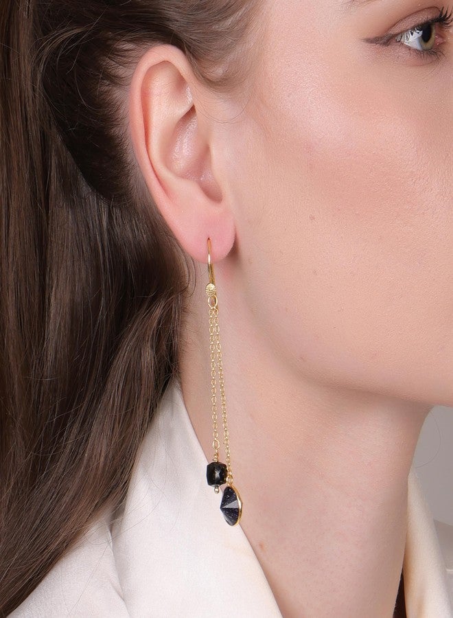 DuaBlue Sunstone Gold-Plated Handcrafted Earrings - Contemporary Minimalist Jewelry for Women - Image 4