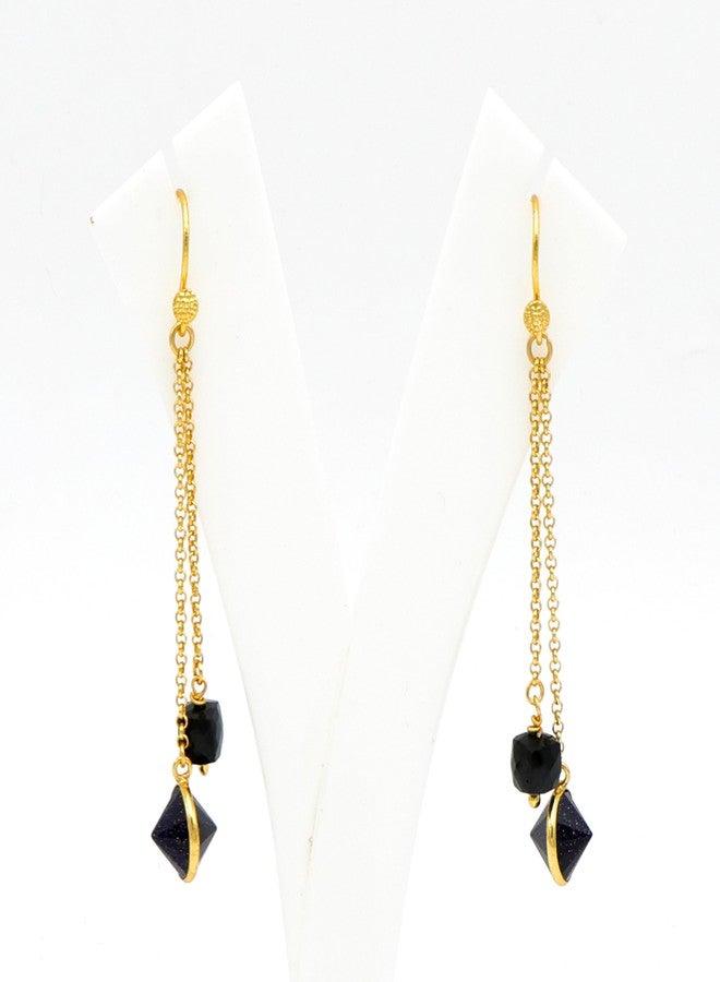 DuaBlue Sunstone Gold-Plated Handcrafted Earrings - Contemporary Minimalist Jewelry for Women - Image 5