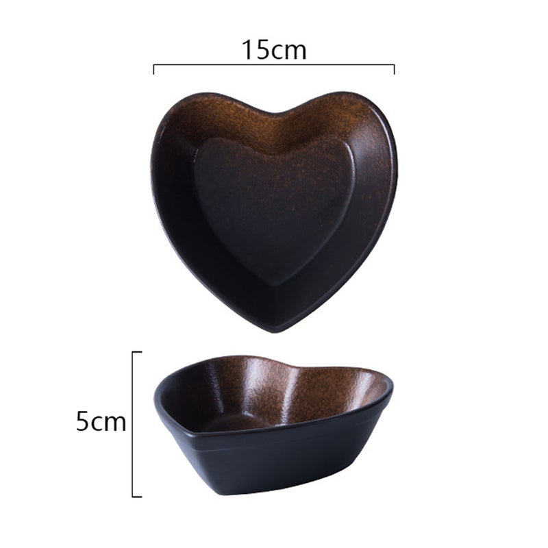 Heart-Shaped Bowl Ceramic Fruit Breakfast Bowl Salad Storage Bowl for Home Store (6inch Coffee) - Image 3