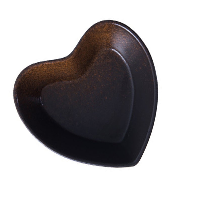 Heart-Shaped Bowl Ceramic Fruit Breakfast Bowl Salad Storage Bowl for Home Store (6inch Coffee) - Image 4