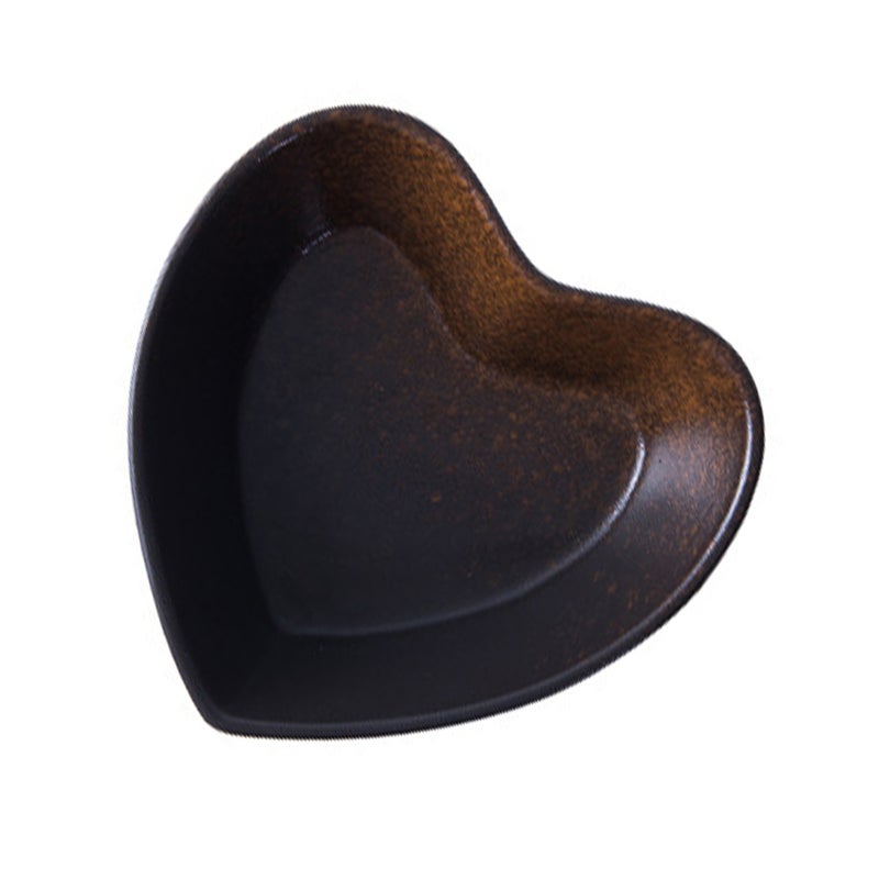 Heart-Shaped Bowl Ceramic Fruit Breakfast Bowl Salad Storage Bowl for Home Store (6inch Coffee) - Image 1