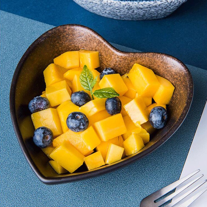 Heart-Shaped Bowl Ceramic Fruit Breakfast Bowl Salad Storage Bowl for Home Store (6inch Coffee) - Image 5