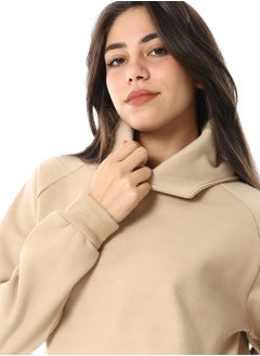 Andora Long Sleeves Slip On Fleeced Plain Hoodie _ Beige  - Image 4