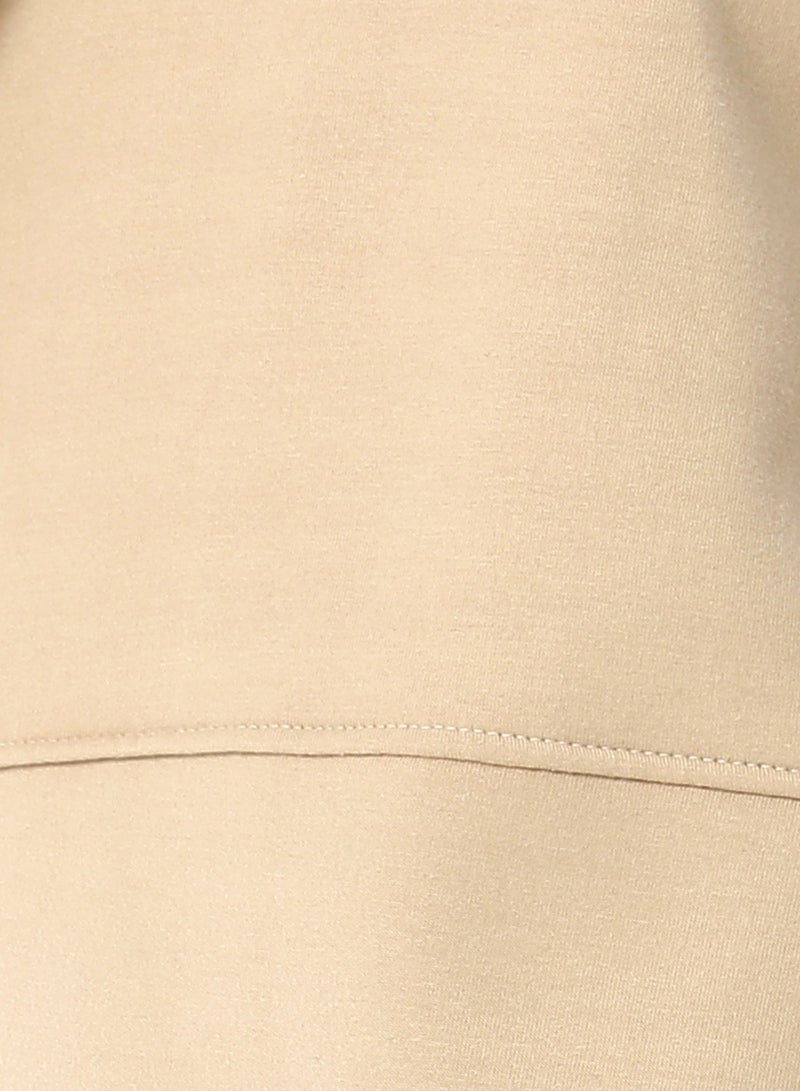 Andora Long Sleeves Slip On Fleeced Plain Hoodie _ Beige - Image 5