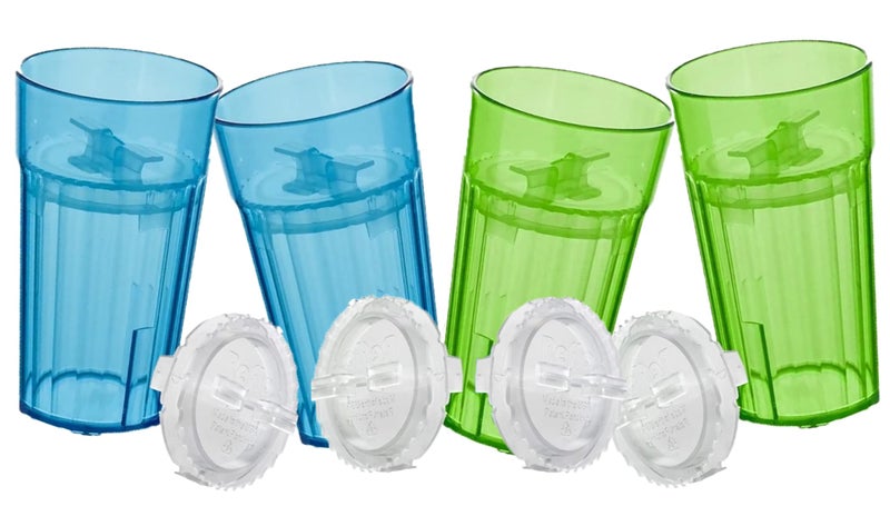 Reflo Smart Cup Blue Green 4Pack Open Training Cup Toddler Cup No Suction 6oz 360 ControlFlow USA MADE Premium HighImpact Plastic