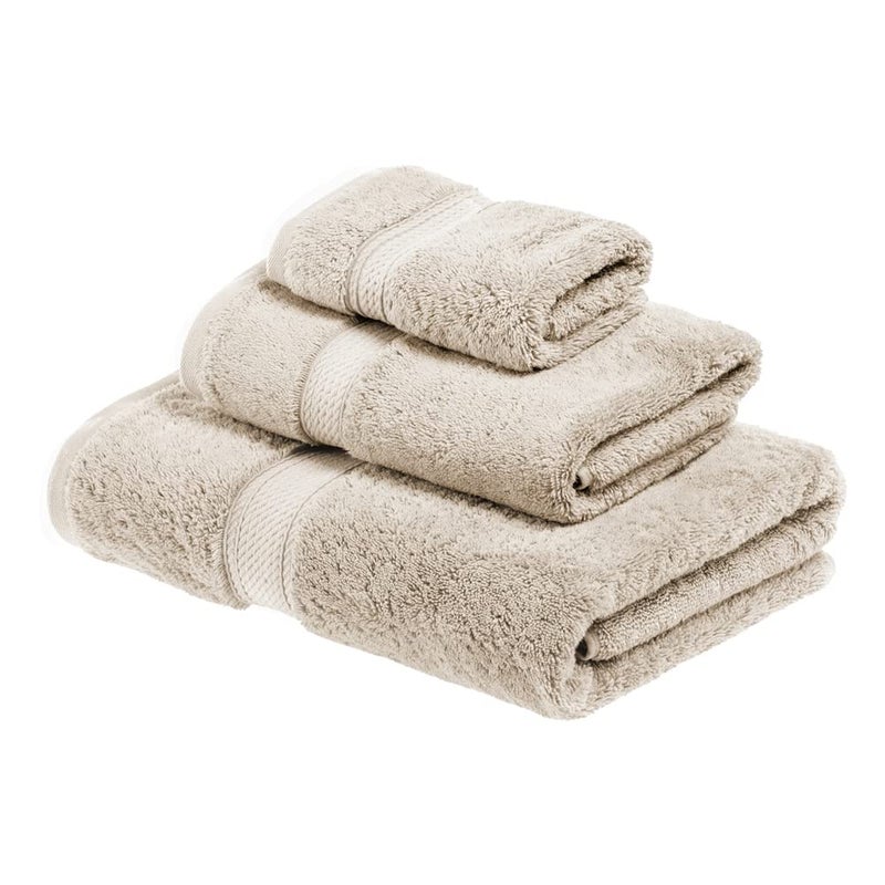 Superior Egyptian Cotton Pile 3 Piece Towel Set Includes 1 Bath 1 Hand 1 Face TowelWashcloth Ultra Soft Luxury Towels Thick Plush Essentials Guest Bath Spa Hotel Bathroom Stone - Image 1
