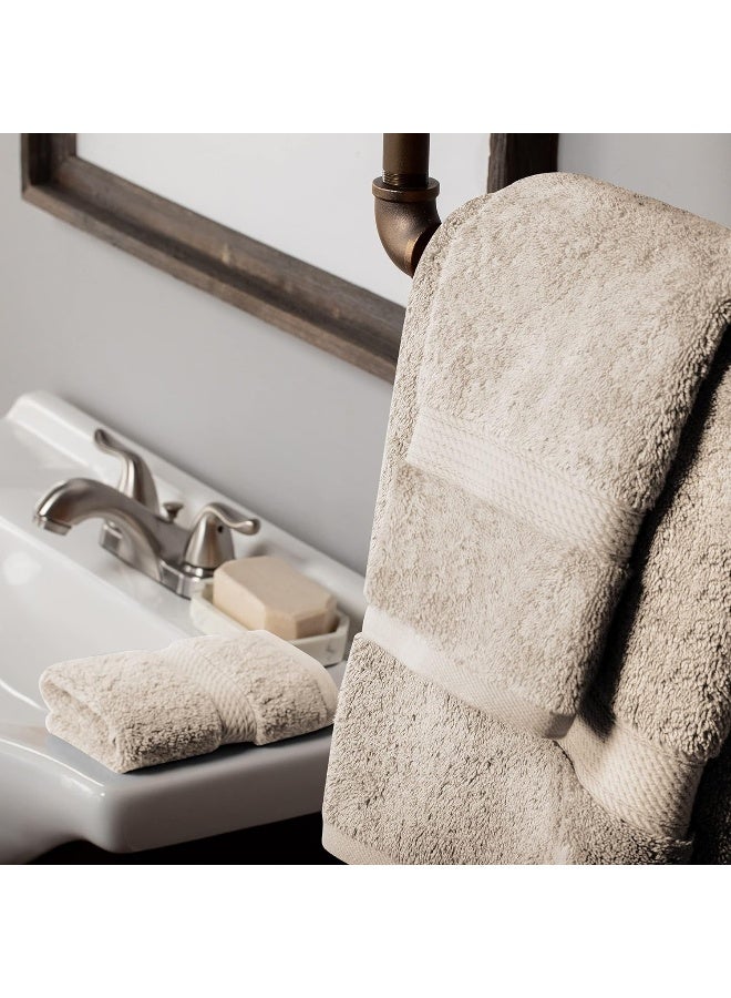 Superior Egyptian Cotton Pile 3 Piece Towel Set Includes 1 Bath 1 Hand 1 Face TowelWashcloth Ultra Soft Luxury Towels Thick Plush Essentials Guest Bath Spa Hotel Bathroom Stone - Image 3