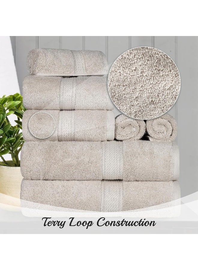 Superior Egyptian Cotton Pile 3 Piece Towel Set Includes 1 Bath 1 Hand 1 Face TowelWashcloth Ultra Soft Luxury Towels Thick Plush Essentials Guest Bath Spa Hotel Bathroom Stone - Image 4