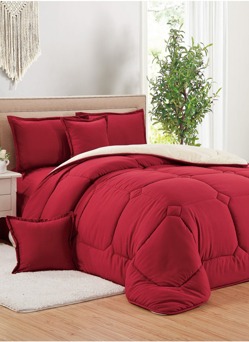 Moon 6 Pieces King Size 220x240Cm Comforter Set Medium Filling Bedding Set for All Season Includes 1Comforter 1Bedsheet 2Pillow Shams and 2Cushion cases  - Image 1