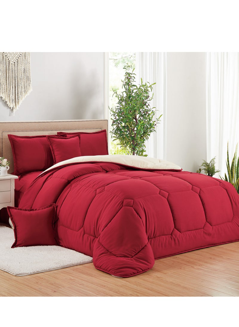 Moon 6 Pieces King Size 220x240Cm Comforter Set Medium Filling Bedding Set for All Season Includes 1Comforter 1Bedsheet 2Pillow Shams and 2Cushion cases  - Image 2