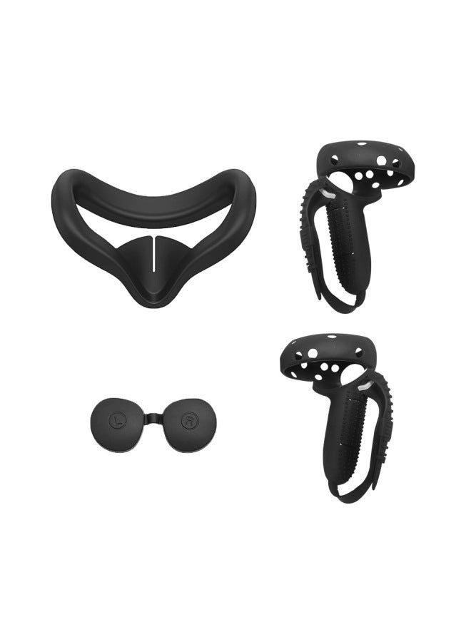 طقم من أربع قطع لجهاز Oculus Quest2 VR للألعاب، يتضمن غطاء سيليكون بديل للمقبض الممتد وقناع سيليكون مقاوم للع