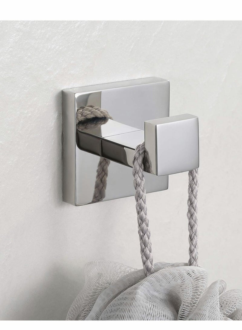 Excefore Bathroom Hooks, Towel Robe/Coat Clothes Hook Chrome Polished Stainless Steel Square Hanger Wall Hooks Heavy Duty for Bath Kitchen Bedroom Garage Hotel Wall Mounted, 2 Pack  - Image 3