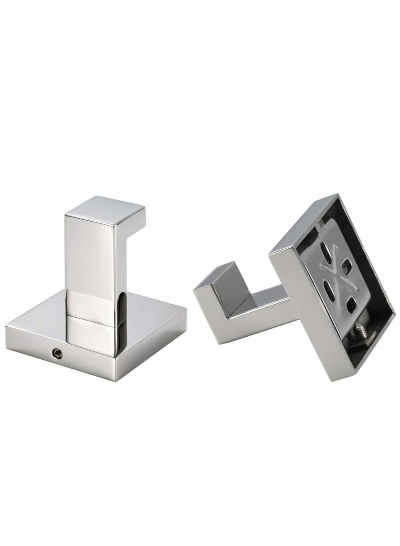 Excefore Bathroom Hooks, Towel Robe/Coat Clothes Hook Chrome Polished Stainless Steel Square Hanger Wall Hooks Heavy Duty for Bath Kitchen Bedroom Garage Hotel Wall Mounted, 2 Pack  - Image 4