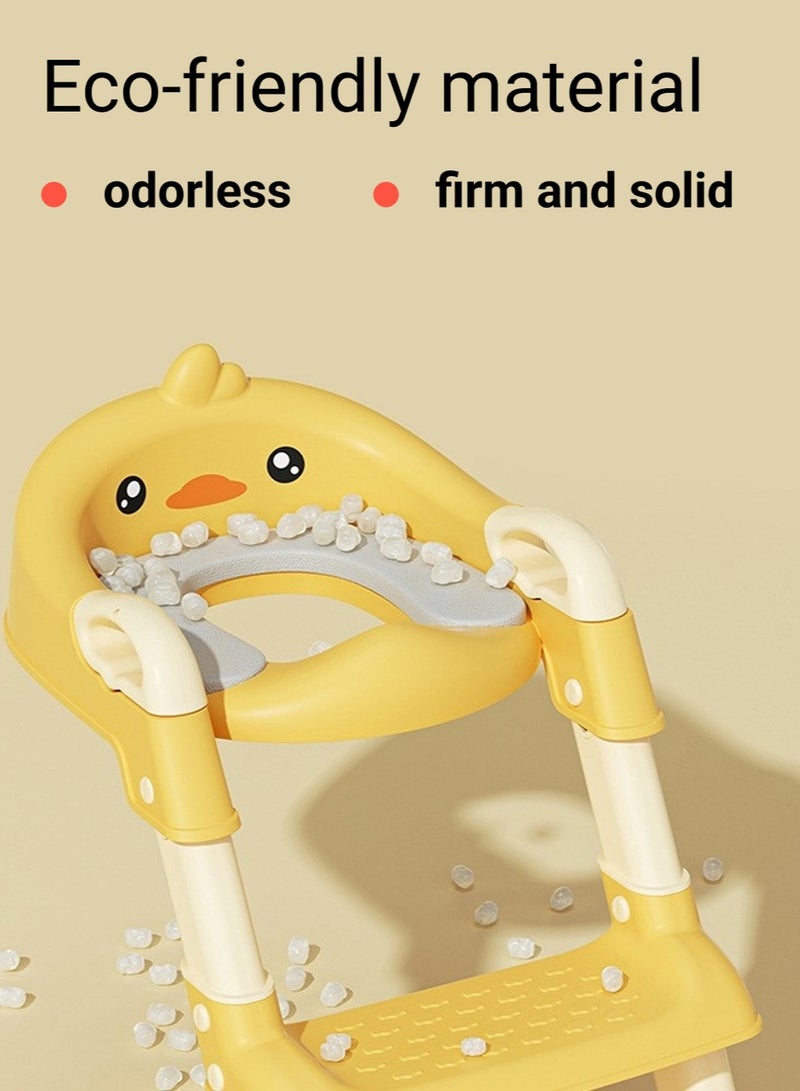 Children's potty baby seat with adjustable ladder, potty adapted, comfortable PU cushion, foldable storage, non-slip and stable, yellow color - Image 3