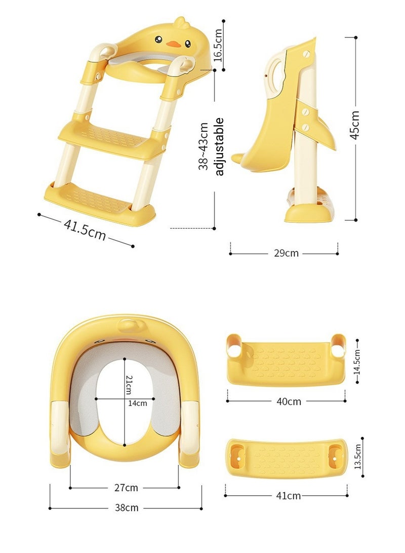 Children's potty baby seat with adjustable ladder, potty adapted, comfortable PU cushion, foldable storage, non-slip and stable, yellow color - Image 5