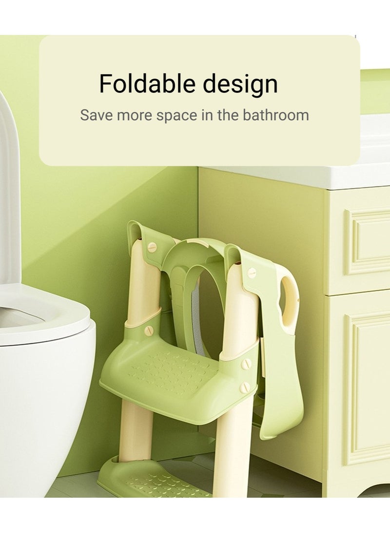 Children's potty baby seat with adjustable ladder, potty adapted, comfortable PU cushion, foldable storage, non-slip and stable, yellow color - Image 4