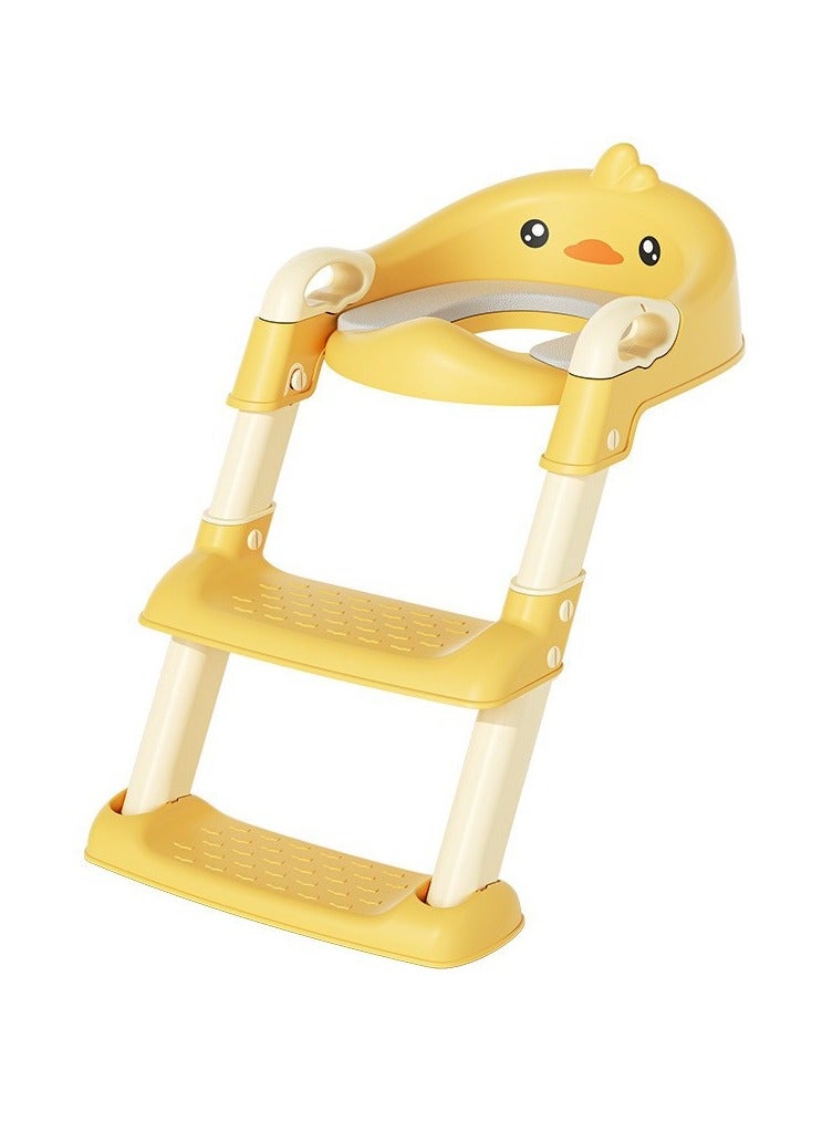 Children's potty baby seat with adjustable ladder, potty adapted, comfortable PU cushion, foldable storage, non-slip and stable, yellow color - Image 1