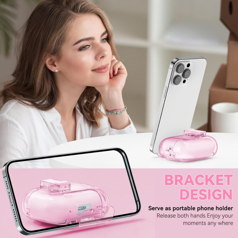 Joremx for Airpods Pro 3 Case 2025 Clear, Joremx Cute Soft TPU Cover for Airpods Pro 3rd Generation Case Cover with Cleaning Kit Lock & Bling Keychain, Phone Holder Function (Lock Pink) - Image 2
