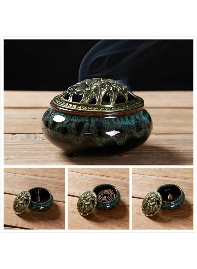Ceramic Incense Burner, Cone Incense Censer, Handicraft Incense Holder Sticks, with Meditation and Aid Sleeping Effect, Home Fragrance Accessories, for Living Room, Bedroom, Study, Office - Image 5