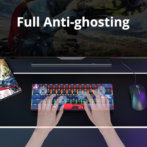 surmen 60% Gaming Keyboard 60 Percent, Wired Mini Mechanical Keyboard with Linear Red Switches PBT Keycaps for PC Gamer Typist (Blue Samurai B/Rainbow Led) - Image 4