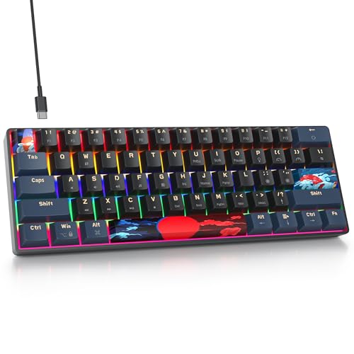 surmen 60% Gaming Keyboard 60 Percent, Wired Mini Mechanical Keyboard with Linear Red Switches PBT Keycaps for PC Gamer Typist (Blue Samurai B/Rainbow Led) - Image 1