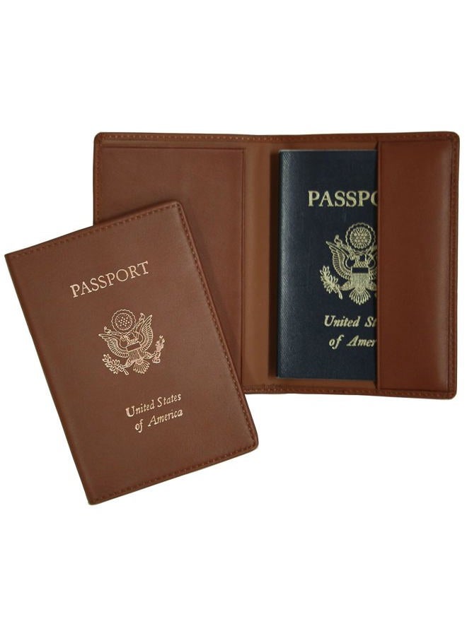RFID Blocking Passport Travel Document Organizer in Leather, Tan 1