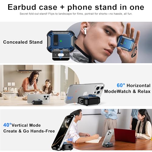RFUNGUANGO AirPods Pro 3 Case, Compatible with Apple AirPods Pro 3rd Generation(2025) Protective Case with Phone Holder & Cleaning Kit, Magnetic Automatic Lock, Compatible with Magsafe, Blue - Image 5
