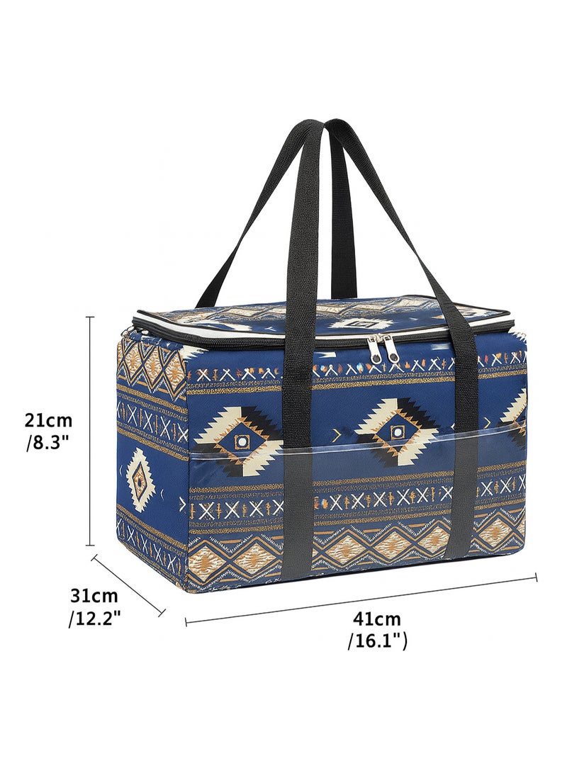 GO2CAMPS Premium Heavy Duty Thermal Insulated Picnic Basket ,Camping Bag , Thermal Travel Cooler Bag [ Large 47 x 21 x 30 CM ] Hot & Cold Multi-Compartment Storage Box for Food, Drinks, Arabic Coffee Dallah, Tea Kettles & Cups | EVA Thick Waterproof & Leak-Proof Picnic Bag | Traditional Arabic Kaki Design Camping Cooler for Desert Trips, Majlis Events, BBQ, Hiking, Outdoor Travel & Family Picnic Accessories - Image 2